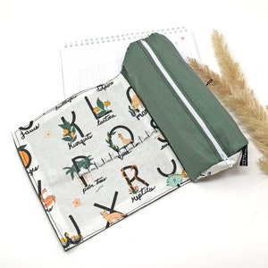 personalized pencil case school - green - pencil case with name elastic band, gift student, pencil case girl with name