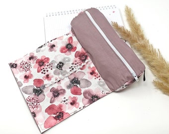 Pencil case personalized for university/study/school, pencil case pink girls, pencil case, pen bag, pen roll, flowers