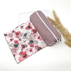 Pencil case personalized for university/study/school, pencil case pink girls, pencil case, pen bag, pen roll, flowers