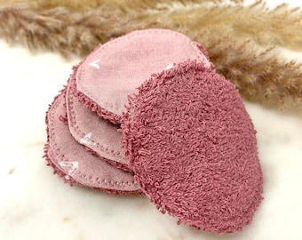 washable make-up removal pads flowers washable for sustainability in the bathroom, cotton pads for make-up removal made of cotton, cosmetic pads in pink