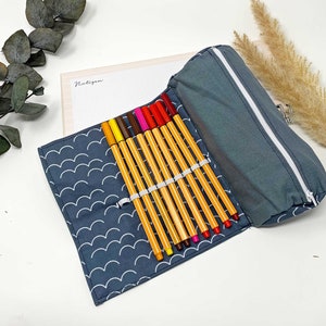 Pencil case blue case pencil case blue pencil bag roll with personalization name