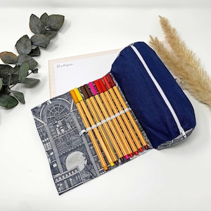 Pencil case blue/pencil case, pen case, pencil case fox with name, school, study, pencil case personalized books, pencil roll