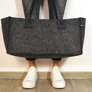 Felt bag grey, shopper felt, felt shopper, large felt bag, shopping bag large, fireplace bag, large carrying bag, gift aunt gift grandma