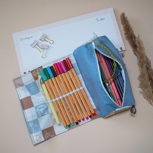 Personalized pencil case school - green - pencil case with name elastic band, gift student, pencil case girl with name