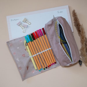 Federmäppchen personalisiert für Uni/ Studium/ Schule, Stiftemäppchen rosa Mädchen, Federtasche, Stiftetasche, Stifterolle, Blumen