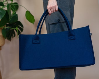 Filz Shopper blau, Tasche Navi zum Einkaufen Filz, große Filztasche, Kamintasche, große Tragetasche, Geschenk Tante Geschenk Oma