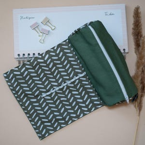 Trousse à crayons en coton personnalisée, trousse à crayons cousue à la main en Allemagne avec nom, trousse de maquillage, trousse à crayons verte