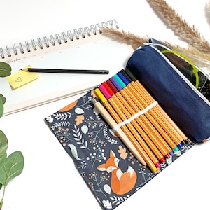 Pencil case fox/pencil bag, pen bag, pencil case fox with name, school, study, pencil case personalized fox, pen roll