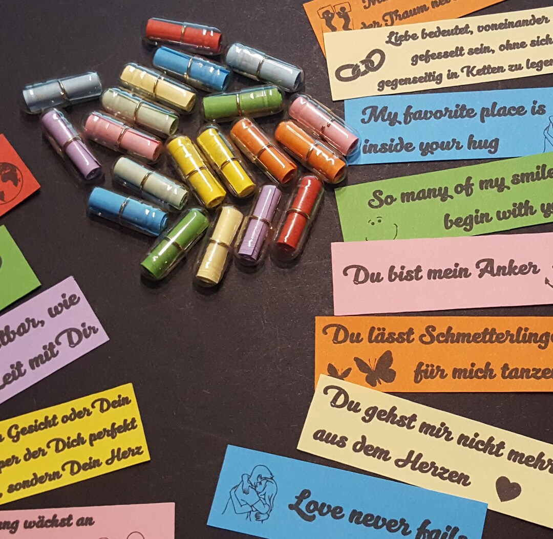 20 Liebesbotschaften in Kapseln, Valentinstag, Liebe, Geschenk