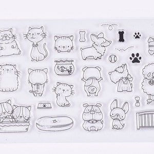 Katzen und Hunde Silikonstempel Clearstamp Motivstempel DIY Basteln cats dogs