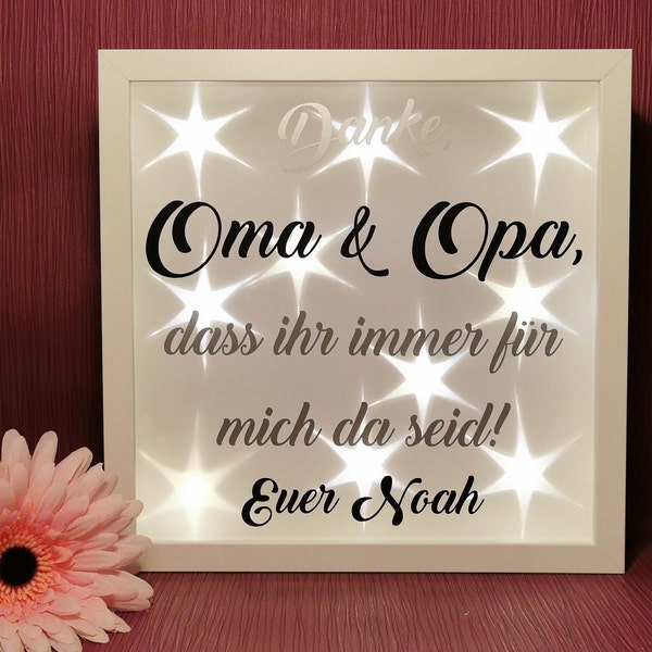 Danke, Oma und Opa, dass ihr immer für mich da seid, Lichtrahmen Bilderrahmen, Spruch Geschenk individualisierbar mit Name *karokreativ*