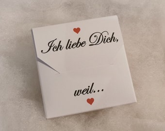 30 Ich liebe dich, weil ... Kärtchen - Liebesbrief, Valentinstag, Geschenk, Überraschung *karokreativ*