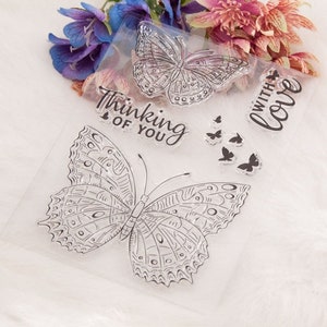 Schmetterling Silikonstempel Clearstamp Motivstempel Set DIY Basteln Druck Falter