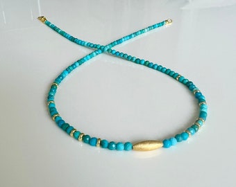 Turquoise necklace 925 sterling silver gold plated