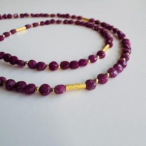 Ruby Necklace 925 Sterling Silver Gold Plated