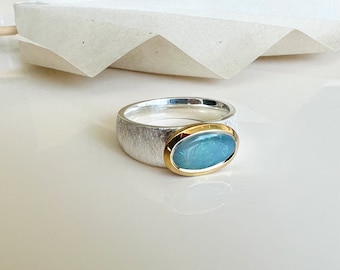 Opal Ring 925 Sterling Silber/teilvergoldet