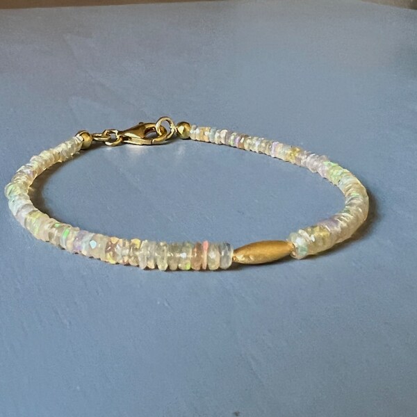 Opal bracelet 925 sterling silver gold plated