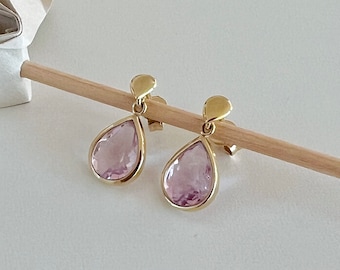 Fluorite Earrings 375 Yellow Gold