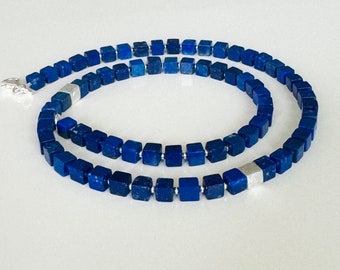 Lapislazuli Würfel Kette 925 Silber