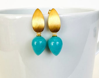 Amazonite drop earrings 925 sterling silver 18kt gold plated