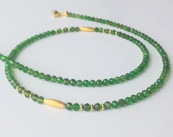 Chromdiopside chain 925 gold plated