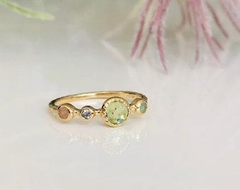 Magical multi gemstone ring 925 sterling silver gold plated