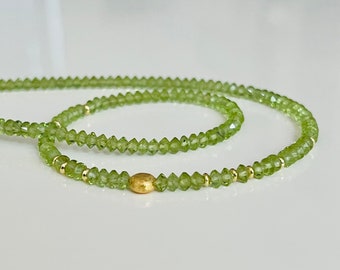 Leuchtende Peridot Kette 925 Sterling Silber vergoldet