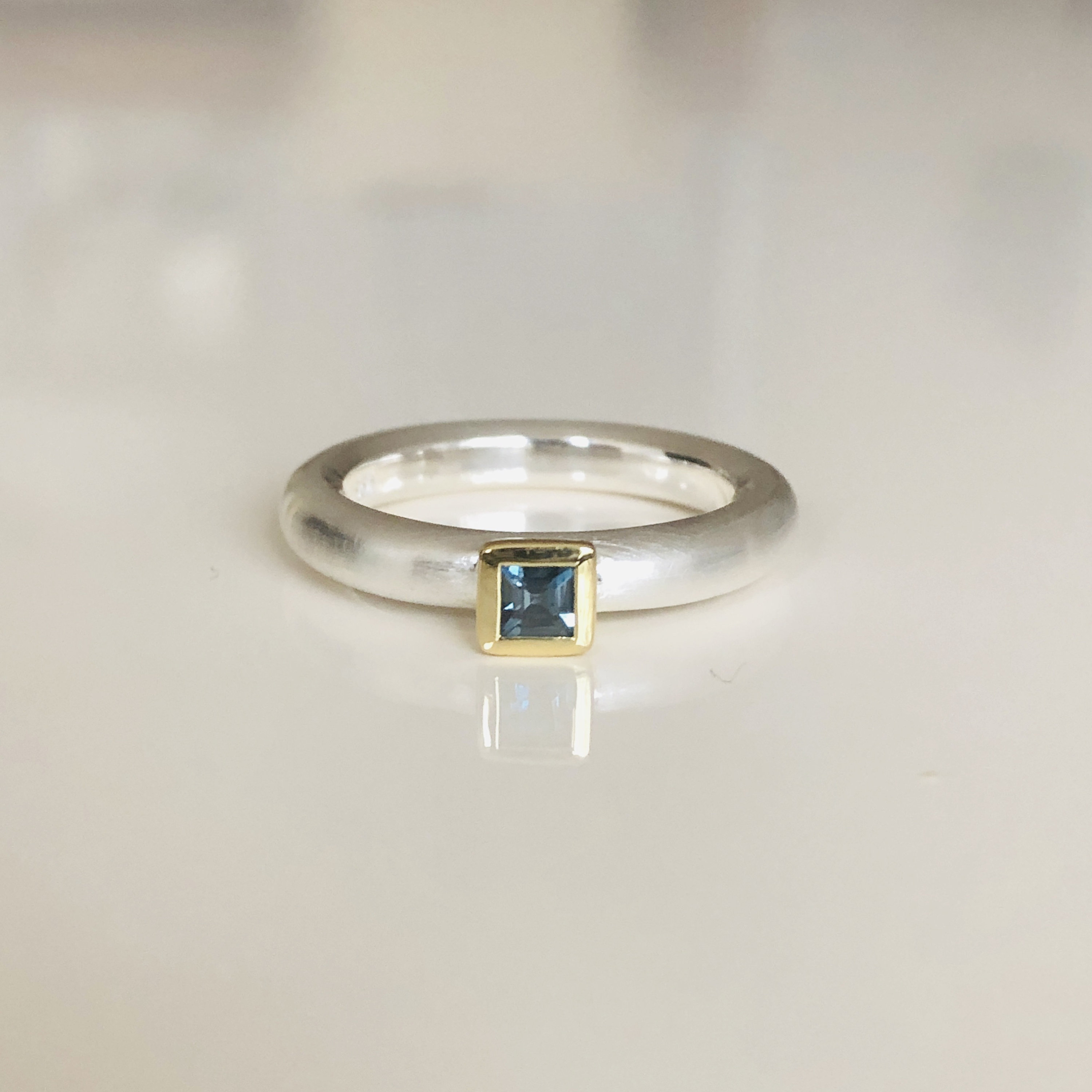 London Blue Topaz Ring 925 Silver Partially Gold Plated - Etsy UK