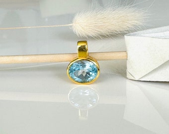 Topaz pendant 925 sterling silver gold plated