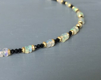 Opal necklace with spinel 925 gold plated