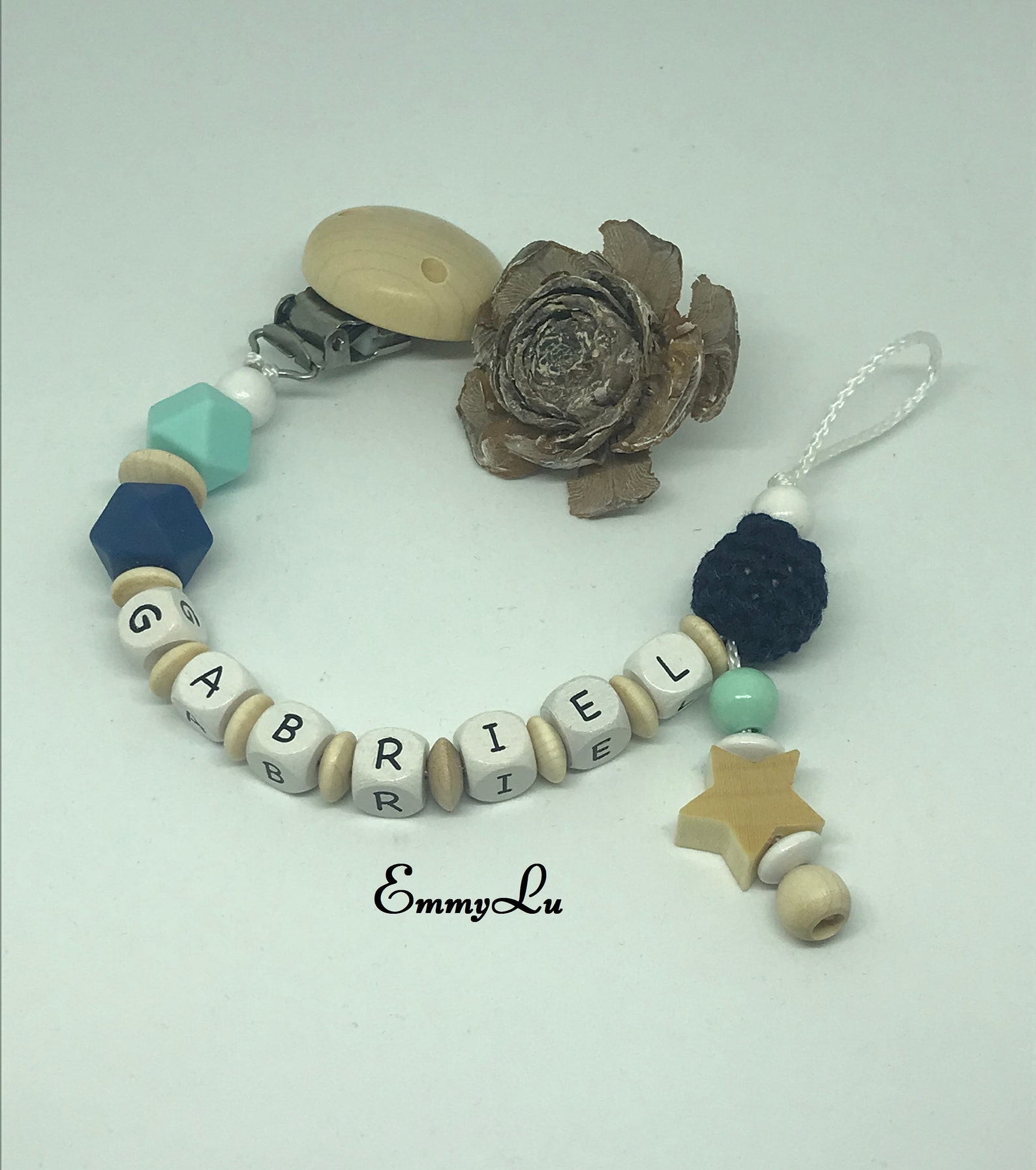 Pacifier Chain With Desired Name Etsy