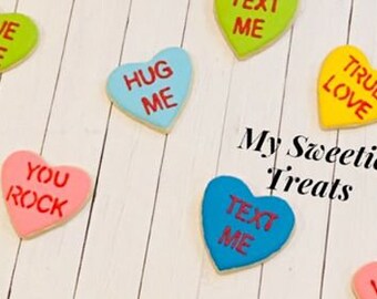 Valentine's Conversation Heart Cookies 1{Dozen}