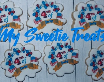 July 4/July 4th/ 4th of July/Fourth of July/decorated Cookies/ Patriotic cookies/4th of July cookies/Patriotic/ Red white and blue cookies