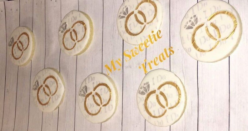 Wedding Cookies/Ring Cookies/Wedding Sugar Cookies /Wedding Gift/ Wedding Favors 1Dozen image 1