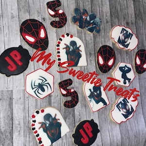 Character Cookies/Birthday Cookies /Superhero Cookies/Spiderman Inspired Cookies/Spiderman Cookie Gift Set/Decorated Cookies 1{Dozen}