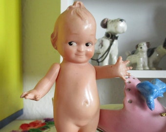 antique little sweet celluloid doll from Schildkröt , a Kewpie , dollhouse doll