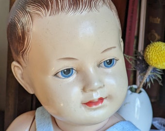 antique unusual celluloid baby doll, France 1925 ,SIC France