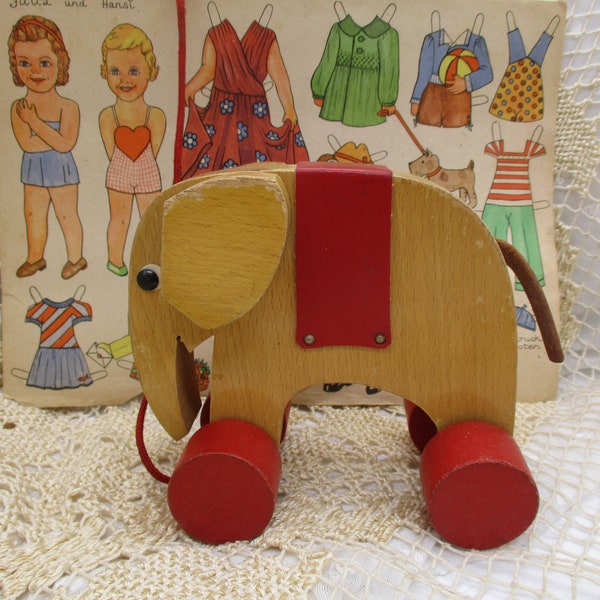 Vintage Nachzieh - Spielzeug Holz, Elefang HABA aus den 70 Jahren