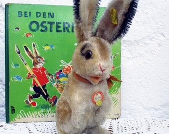 Steiff Vintage 50er 60er Jahre  Hase " Manni   "   aufwartend , Bettelhase, 22 cm