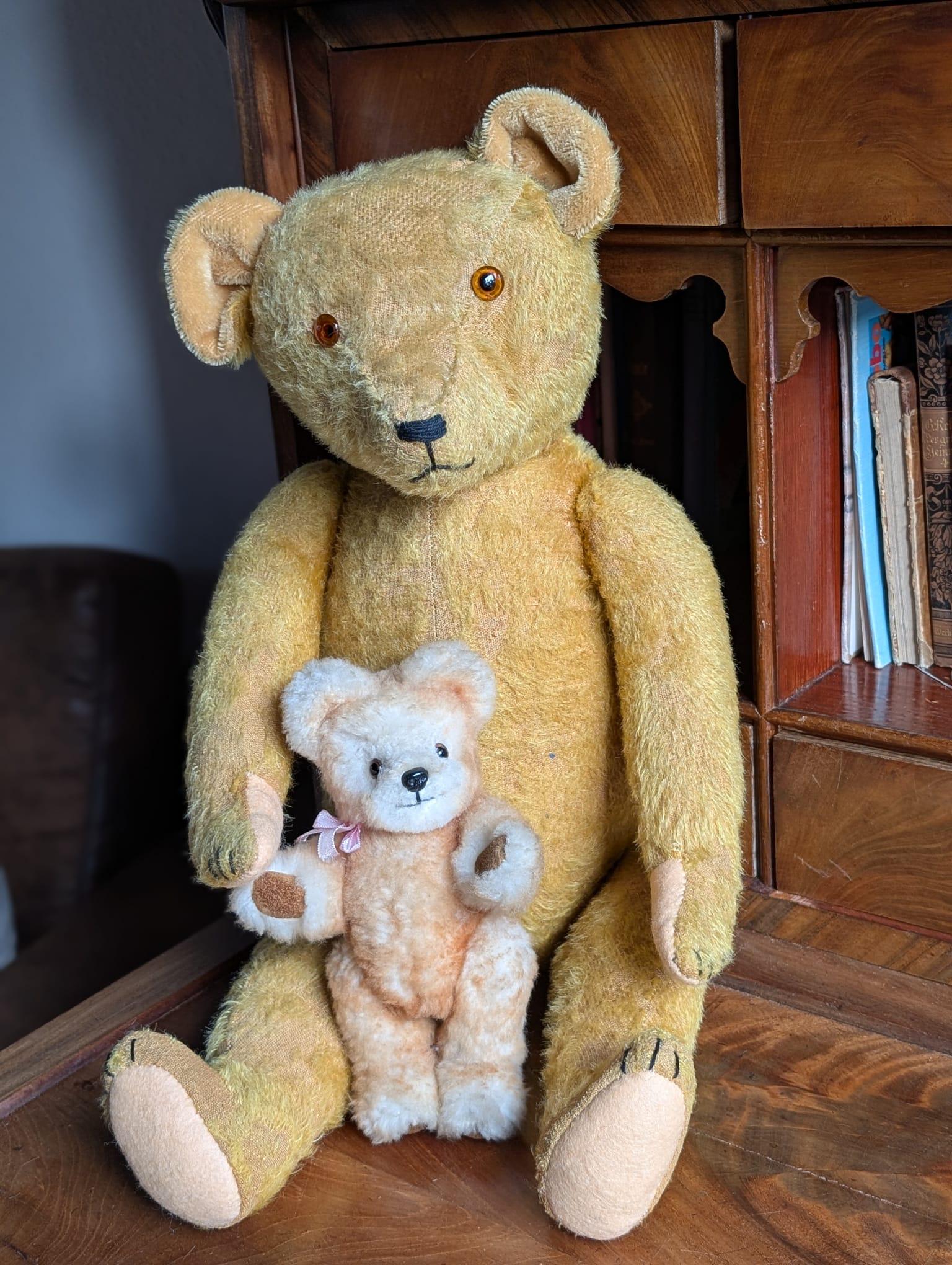 Vintage Great Old Teddy Bear/ Bear 60 Cm With His Little Friend - Etsy