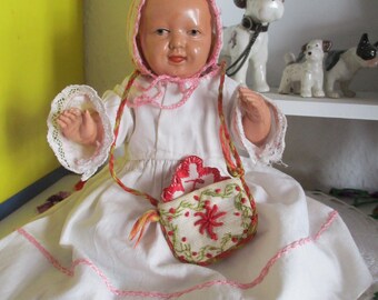 antique little sweet celluloid baby doll from Schildkröt, Bebi 1920