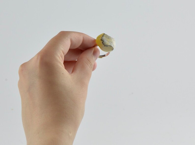 Gemstone ring made from amber