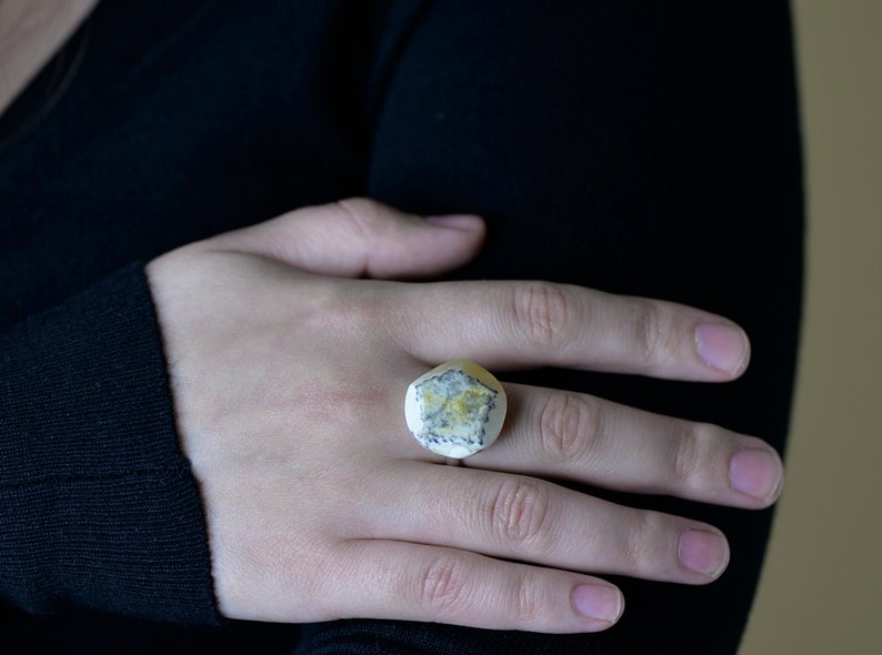 Gemstone ring made from amber