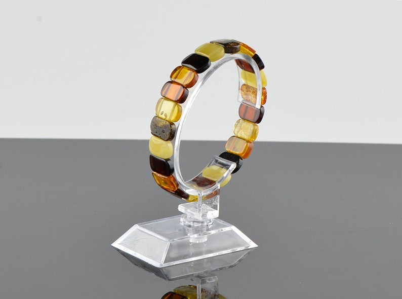 Multicolor Baltic Amber Bracelet Polished Beads