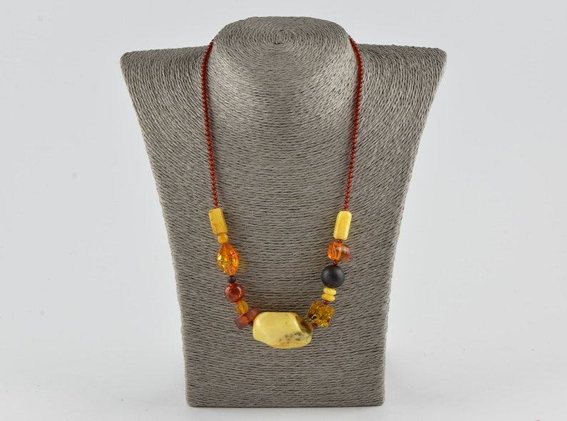 Baltic Amber Necklace for Adults with Multicolor Beads