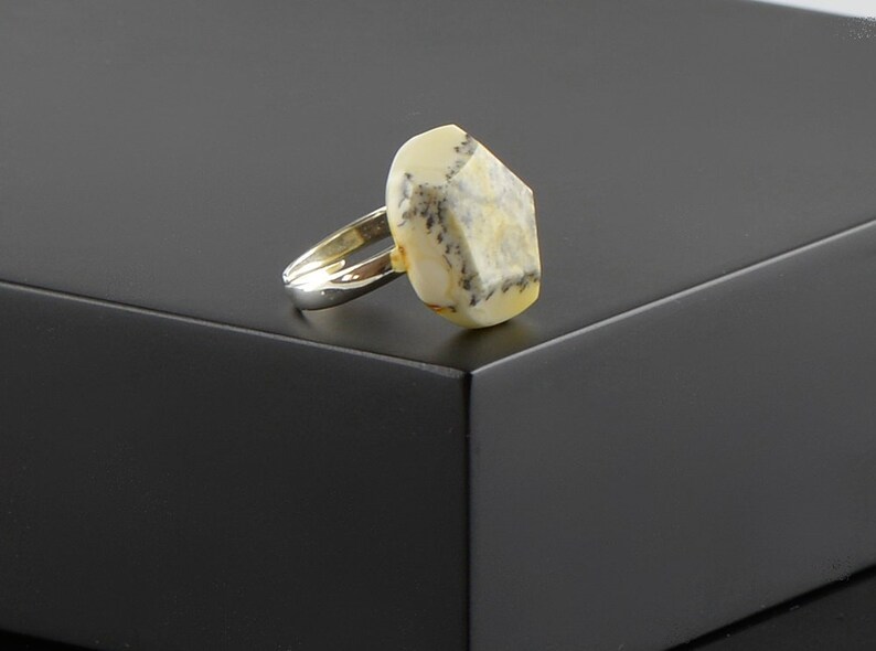Gemstone ring made from amber
