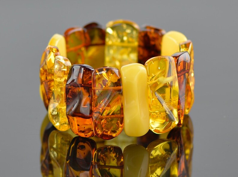 Multicolor amber bracelet Baltic amber bracelet Amber image 0