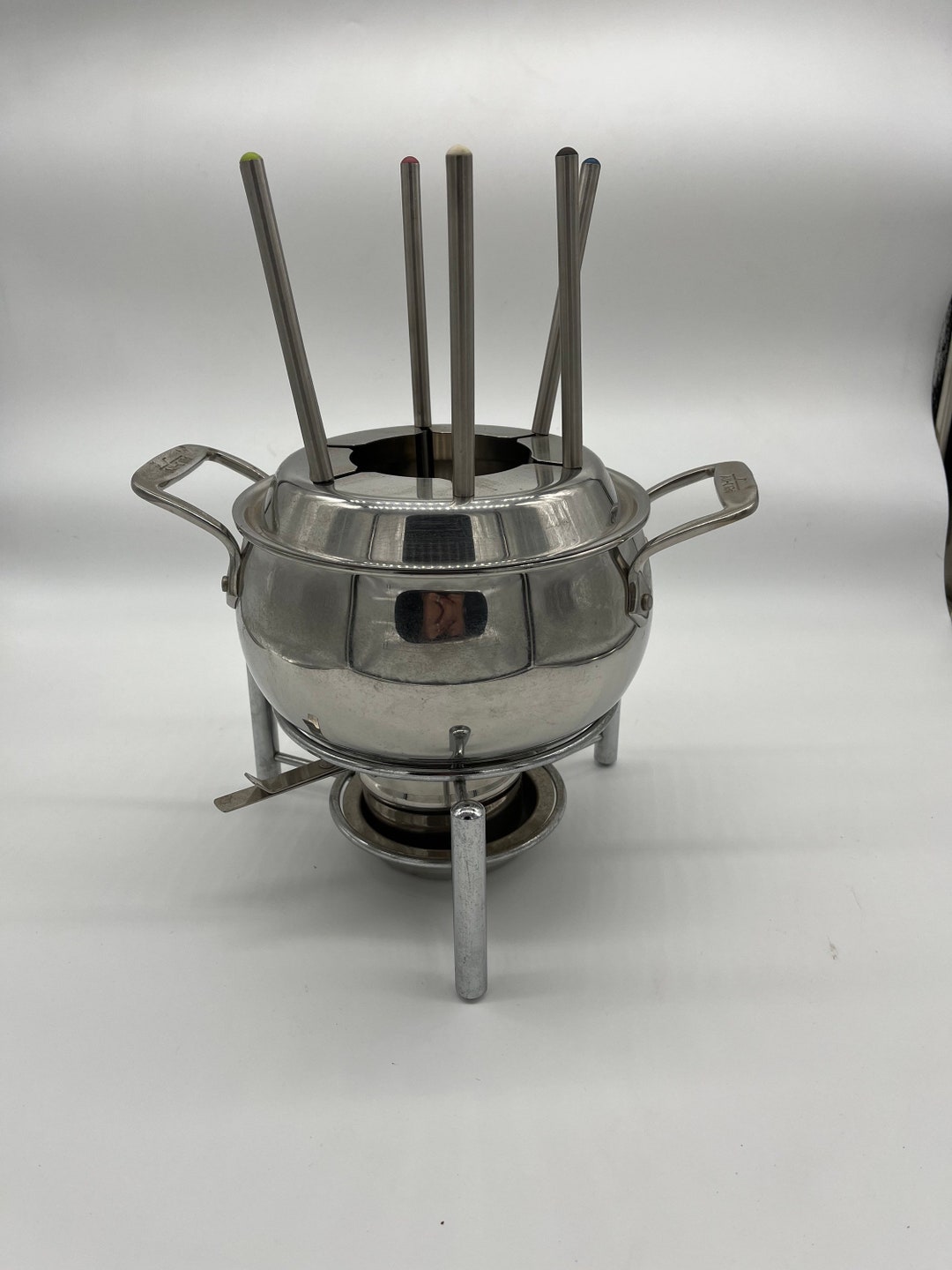 All Clad Stainless Steel 18/10 Fondue Set Heavy Gauge Etsy