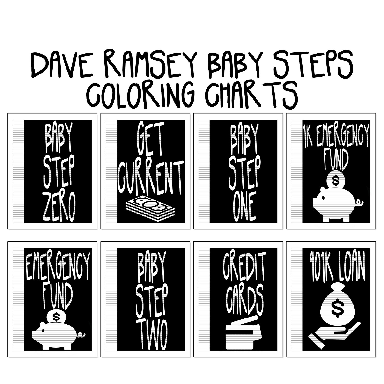 Dave Ramsey Baby Steps Coloring Charts Printables (debt Payoff Charts ...