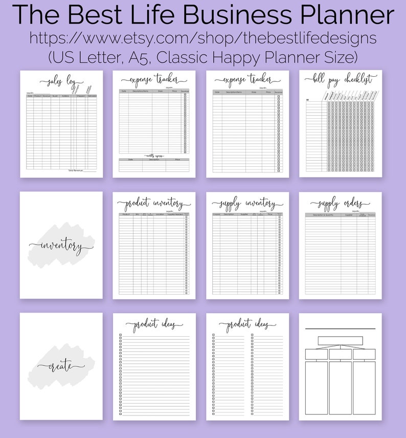CUSTOMIZABLE Business Planner/binder Printables Bookkeeping - Etsy